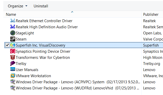 Lenovo superfish
