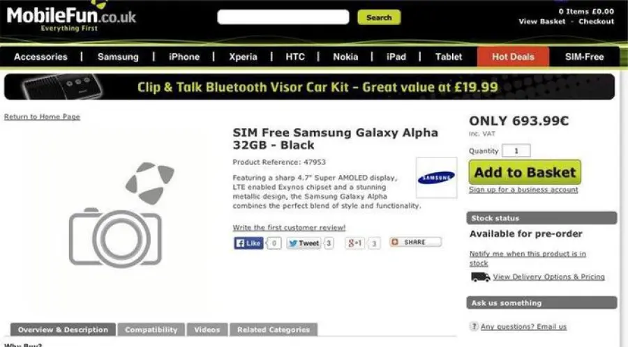 Samsung Galaxy Alpha, al via gli ordini in Gran Bretagna