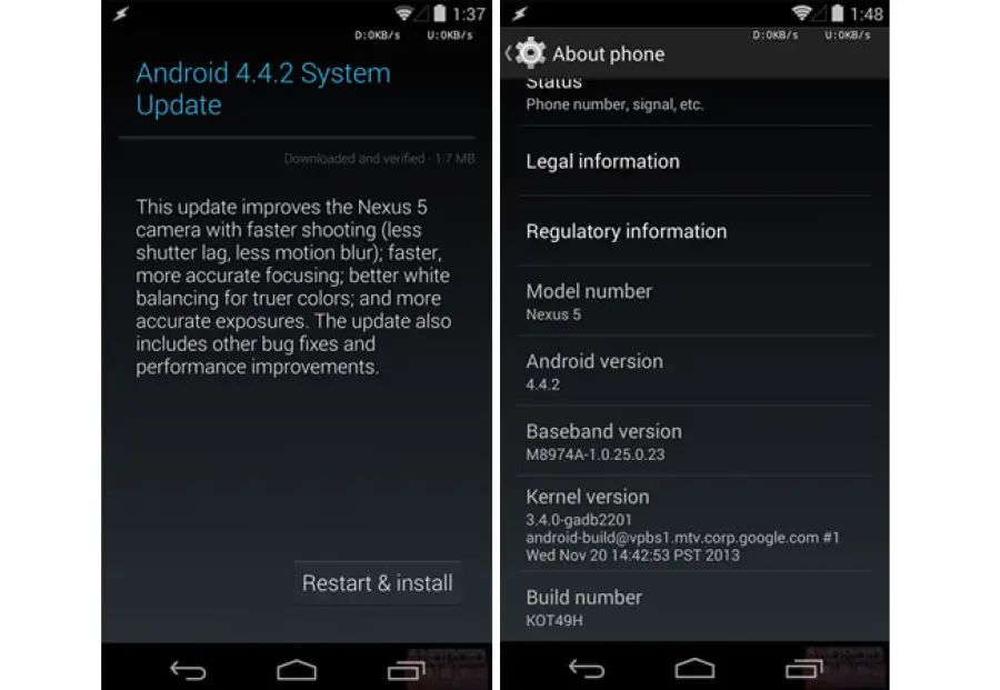 Sorpresa per i Nexus 5, arriva Android 4.4.4 KitKat