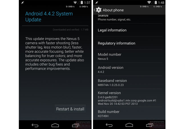 Sorpresa per i Nexus 5, arriva Android 4.4.4 KitKat