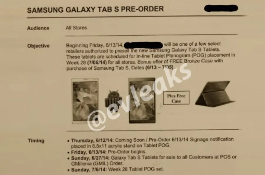 Samsung Galaxy Tab S disponibile da giugno