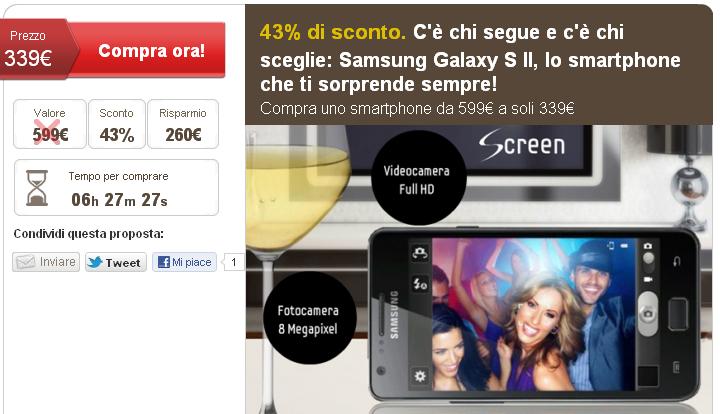 Samsung Galaxy S2 prezzo più basso Samsung Galaxy S2