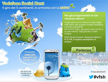 Samsung Galaxy S3 gratis? Possibile con Vodafone Social Hunt Samsung Galaxy S3 gratis