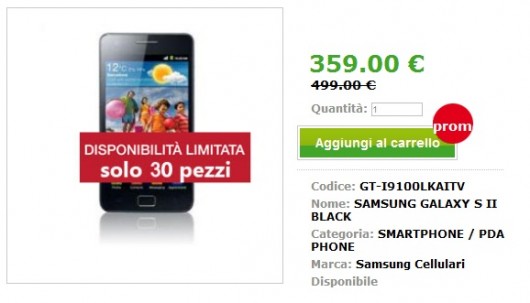 Samsung Galaxy S2 prezzo Samsung Galaxy S2 prezzo
