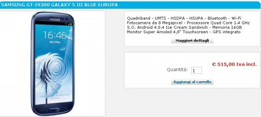 Samsung Galaxy S3 prezzo Samsung Galaxy S3 prezzo
