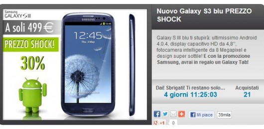 Samsung Galaxy S3 prezzo migliore garanzia Italia