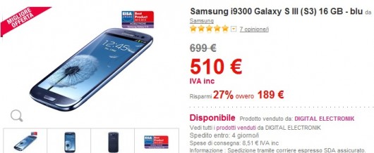 Samsung Galaxy S3 prezzo Samsung Galaxy S3 prezzo