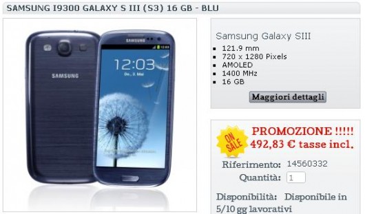Samsung Galaxy S3 sconto Samsung Galaxy S3 sconto