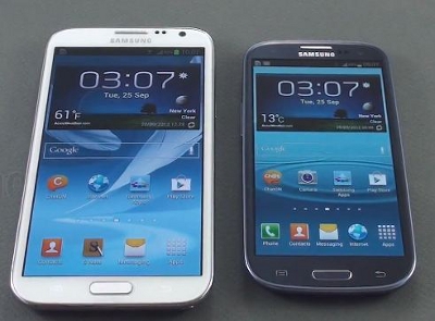 Samsung Galaxy S3 vs Samsung Galaxy Note 2 Samsung Galaxy S3 vs Samsung Galaxy Note 2