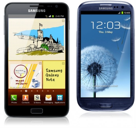 Samsung Galaxy S3 vs. Samsung Galaxy Note 2 Samsung Galaxy S3 vs. Samsung Galaxy Note 2