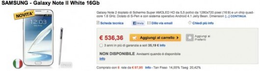 Samsung Galaxy Note 2 prezzi Samsung Galaxy Note 2 prezzi