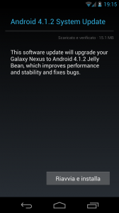 Samsung Galaxy Nexus aggiornamento Android Jelly Bean 4.1.2 Samsung Galaxy Nexus aggiornamento Android Jelly Bean 4.1.2
